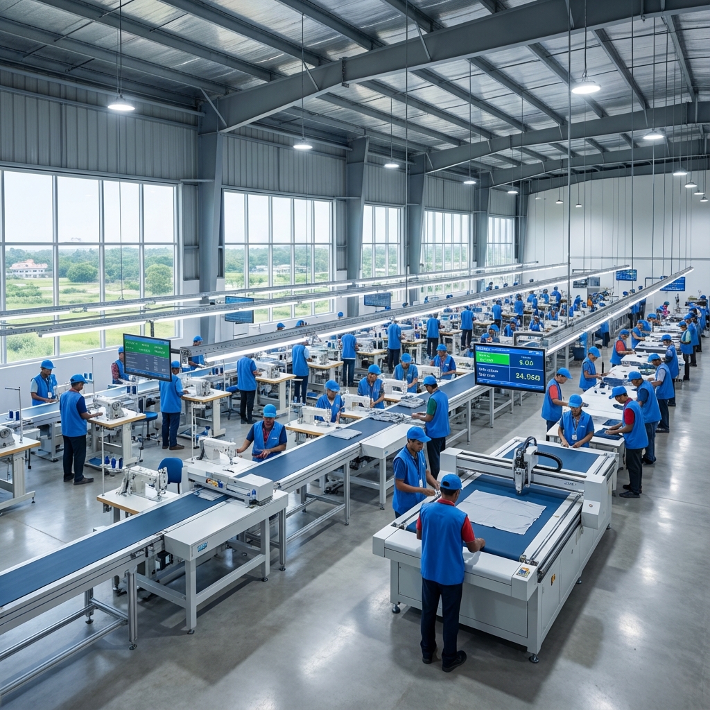 Compliant garment factory interior